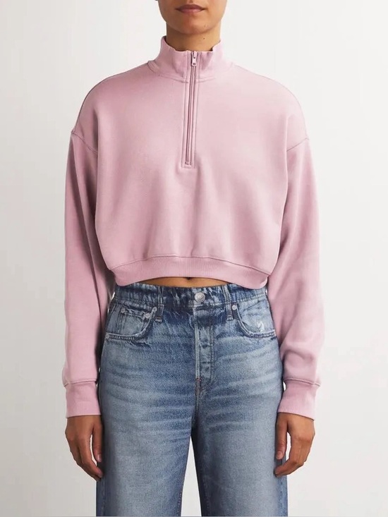 SKIMS Tops - SKIMS Cotton Fleece Cropped Half-Zip Sweater